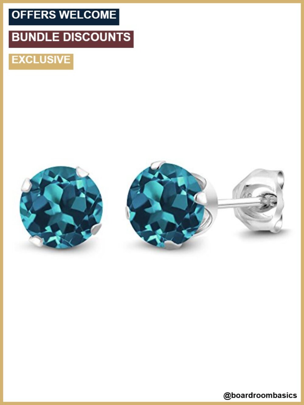 Round Solitaire Stud Earrings 925 Sterling Silver Gemstone Prong